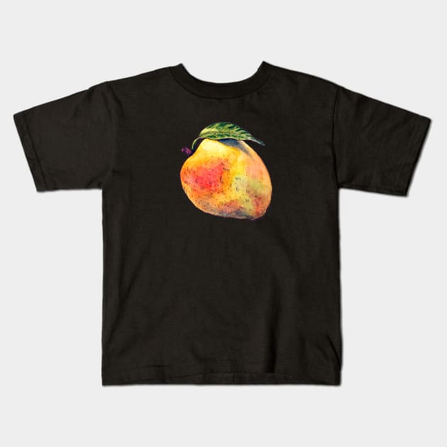 Watercolor Mango Kids T-Shirt by AquarellChill